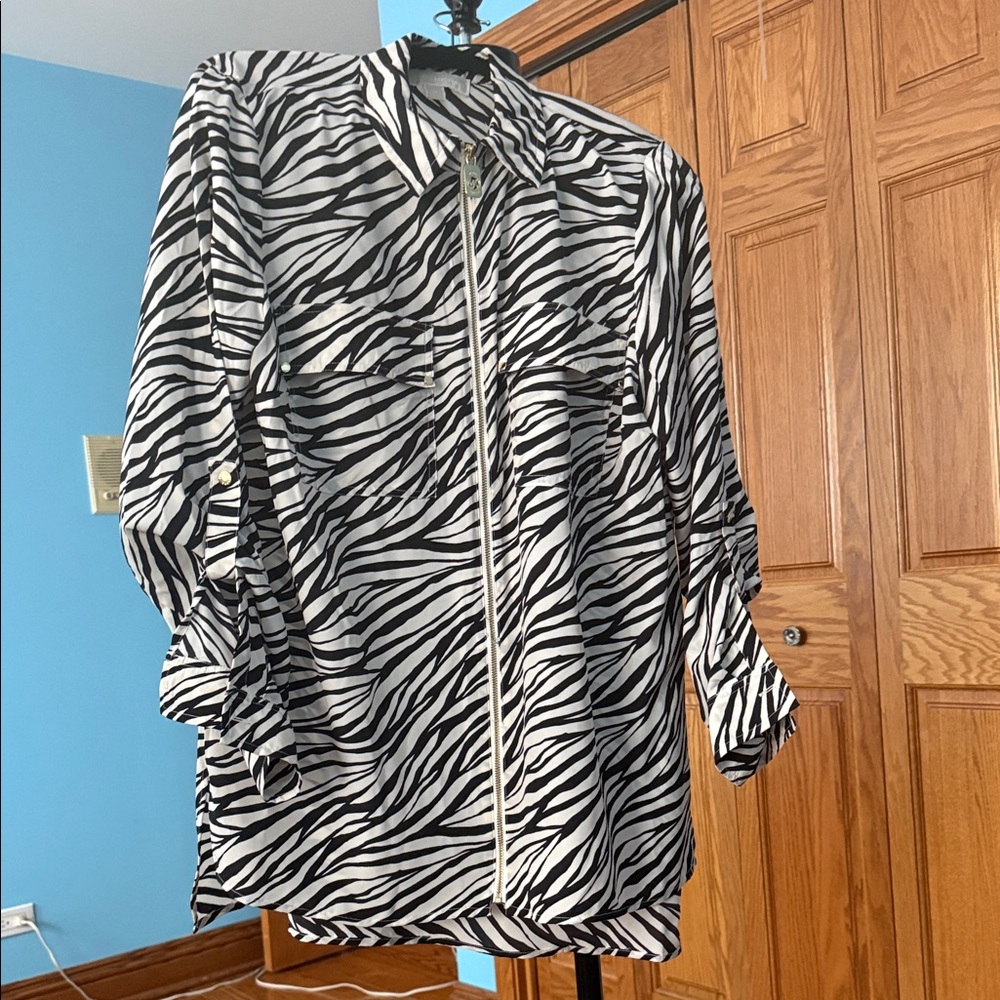 Michael Kors Black and White Zebra Print Blouse